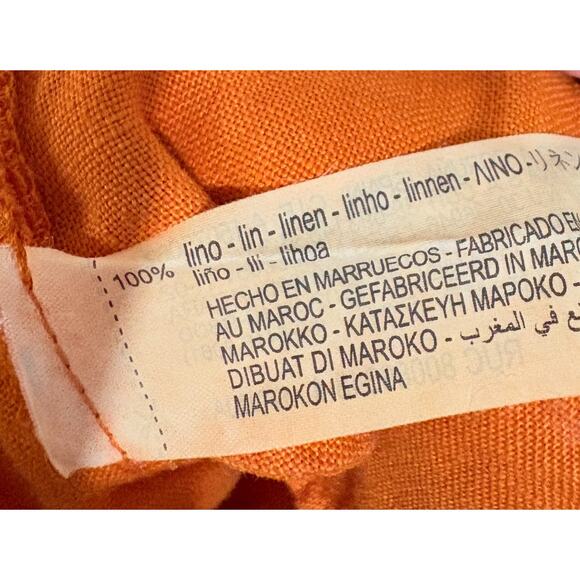 Zara Women's Orange Linen Wide Leg Pull on Pants Size Medium - Picture 7 of 7